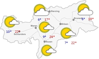 Il meteo per l'Alto Adige il18/05/2012